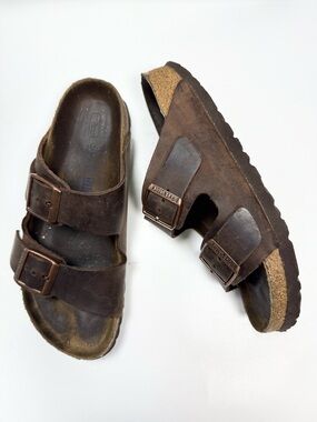 BIRKENSTOCK Arizona Brown Leather Double Strap Leather Sandals S-527 36 EU